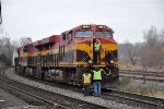 Northbound grain train gets a new crew